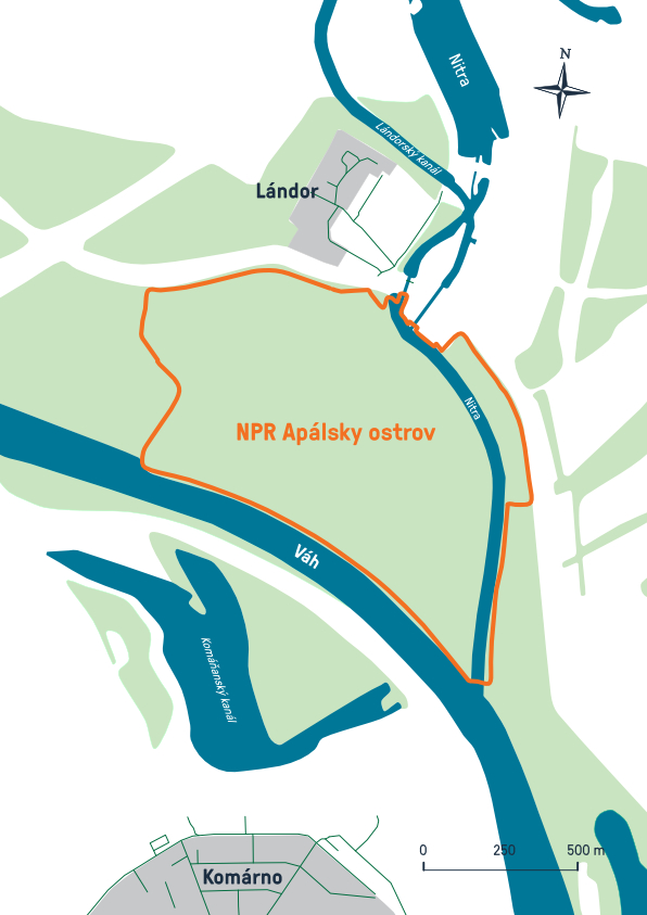 NPR Apálsky ostrov – v súčasnosti riečny polostrov bol v dobe pred odklonením toku rieky Nitry ostrovom